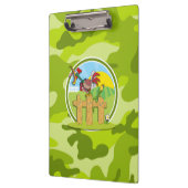 ニワトリ；明るい緑の迷彩柄、迷彩 クリップボード (左)