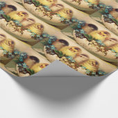 ニワトリ、花、イースターエッグ ラッピングペーパー (角)