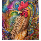 ニワトリ：見る美しい シャワーカーテン (正面)