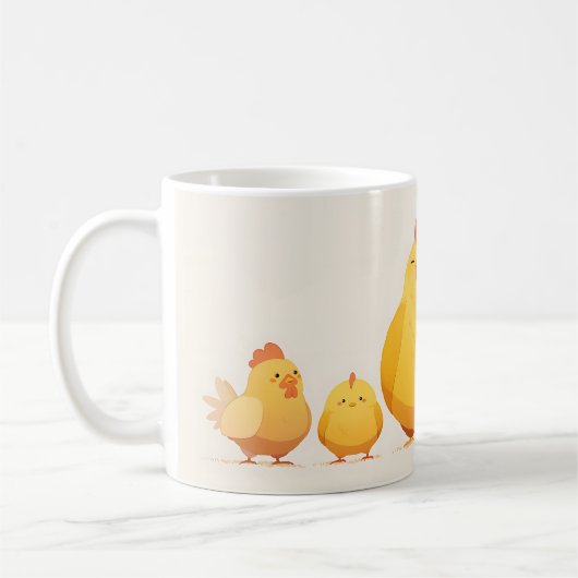 ニワトリ(鶏、鶏、雛) コーヒーマグカップ (左)