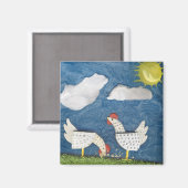 ニワトリin the Yard - diorama写真 マグネット (正面/裏面)