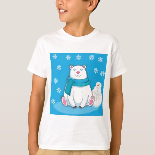 ニングリングポーラーベアと雪だるま Tシャツ (正面)