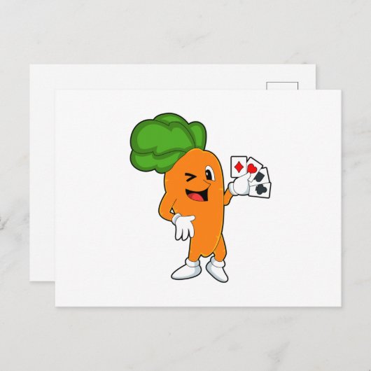 ニンジンがポーカーでポーカーカードを使用 ポストカード (正面/裏面)