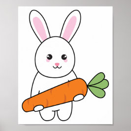 ニンジンが入った可愛いウサギ ポスター