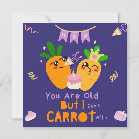 ニンジンしゃれの誕生日 - 面白いお誕生日おめでとう カード (正面)