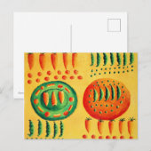 ニンジンとエンドウ豆の絵画 ポストカード (正面/裏面)