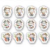 ニンジンとグラスを着た復活祭の男性バンニー シール (正面)