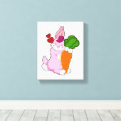 ニンジンとハートのウサギ キャンバスプリント (インサイチュ (ウッドフロア))