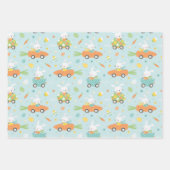 ニンジンと卵車のキュートなイースターバニー ラッピングペーパーシート (正面)