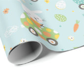 ニンジンと卵車のキュートなイースターバニー ラッピングペーパー (ロールコーナー)