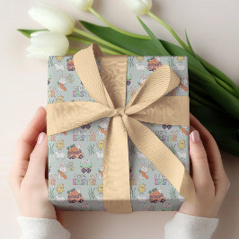 ニンジンと小さなイースターチックスを持つバンニー ラッピングペーパー