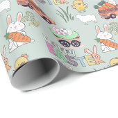 ニンジンと小さなイースターチックスを持つバンニー ラッピングペーパー (ロールコーナー)