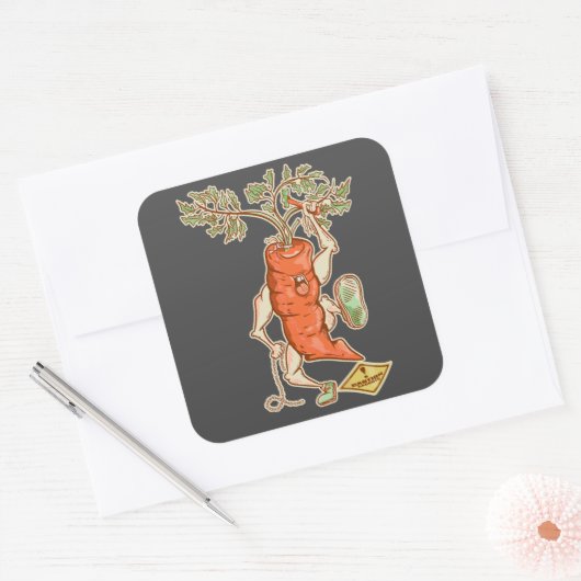 ニンジンと戦うおもしろい野菜 スクエアシール (封筒)