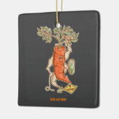 ニンジンと戦うおもしろい野菜 セラミックオーナメント (左)