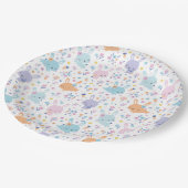 ニンジンと花パステル色のかわいいバンニー ペーパープレート (アングル)