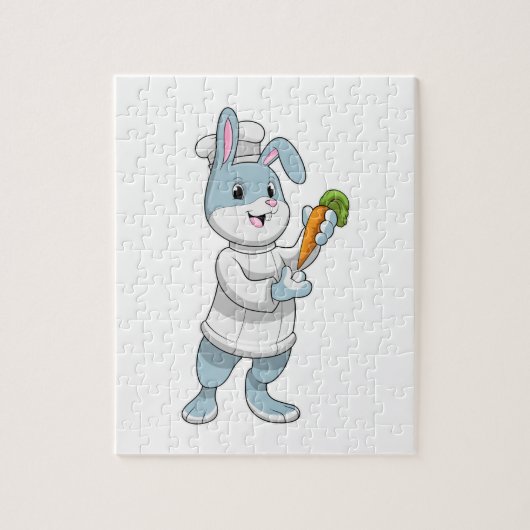 ニンジンと調理師としてのウサギ ジグソーパズル (縦)