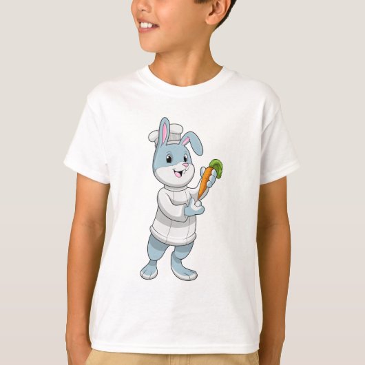 ニンジンと調理師としてのウサギ Tシャツ (正面)
