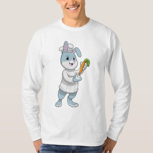 ニンジンと調理師としてのウサギ Tシャツ (正面)