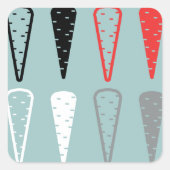 ニンジンのアイコンオレンジ色の白黒スクエアステッカー スクエアシール (正面)