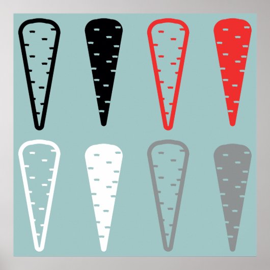 ニンジンのアイコンオレンジ色の白黒ポスター ポスター (正面)