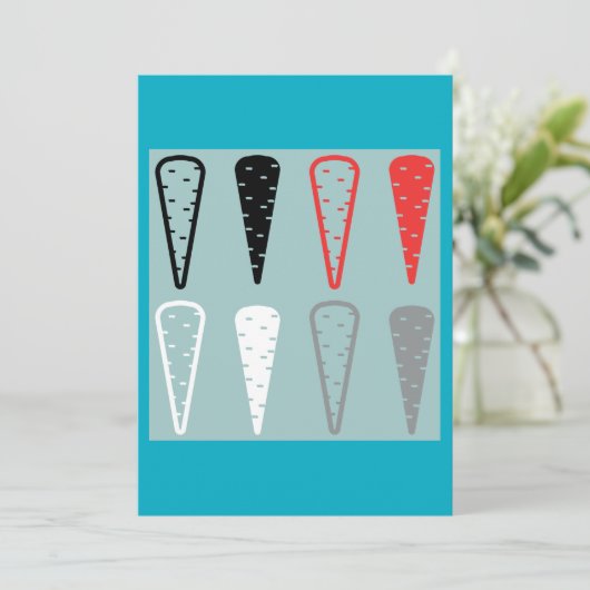 ニンジンのアイコンオレンジ色の白黒招待状 招待状 (スタンド正面)