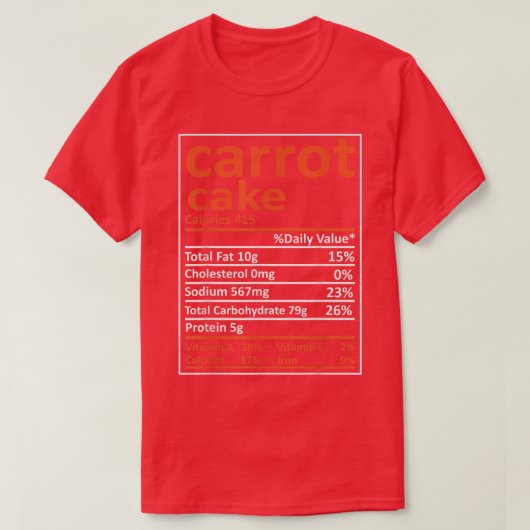 ニンジンのケーキの栄養感謝の食品の事実クリスマス Tシャツ (デザイン正面)