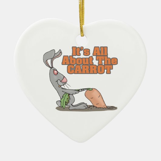 ニンジンのバニーおもしろいウサギの漫画 セラミックオーナメント (正面)