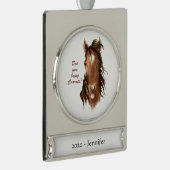 ニンジンのユーモア引用文馬好き シルバープレートバナーオーナメント (右)