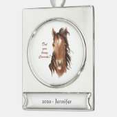 ニンジンのユーモア引用文馬好き シルバープレートバナーオーナメント (左)