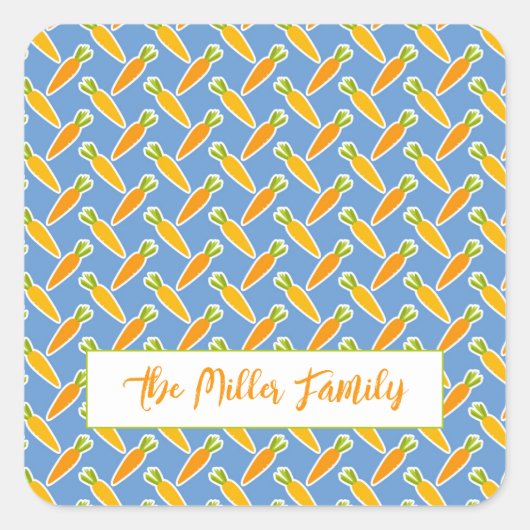 ニンジンの名前イースター春夏の庭かわいい スクエアシール (正面)