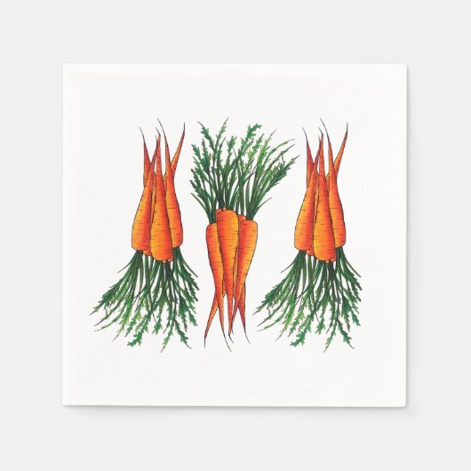 ニンジンの束オレンジ色の野菜ベジガーデン スタンダードカクテルナプキン (正面)