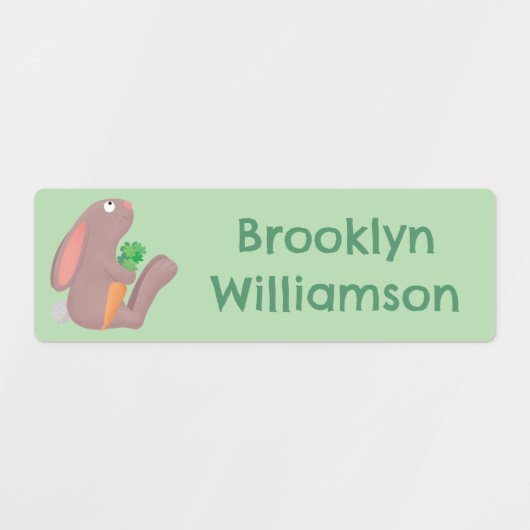 ニンジンの漫画が入った可愛いバニーパーソナライズされたウサギ ラベル (デザイン1)