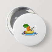 ニンジンをボートで魚釣りで魚釣り棒 缶バッジ (正面&裏面)