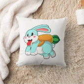 ニンジンをロケットにしたウサギ クッション (ブランケット)