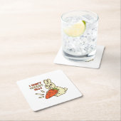 ニンジンを持ったかわいい小さなバニー スクエアペーパーコースター (インサイチュ)