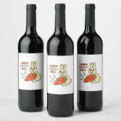 ニンジンを持ったかわいい小さなバニー ワインラベル (ボトル)
