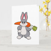 ニンジンを持ったウサギ カード (黄色い花)