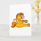 ニンジンを持った馬 カード (黄色い花)