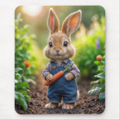 ニンジンを持つウサギ マウスパッド (正面)