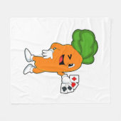 ニンジントランプのポーカーとトランプのポーカーカード フリースブランケット (正面(横))