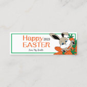 ニンジンラベル付きイースターバニー（1x3インチ） スキニー名刺 (正面)