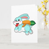 ニンジンロケットのウサギ カード (黄色い花)