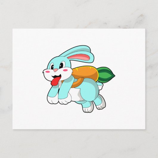 ニンジンロケットのウサギ ポストカード (正面)