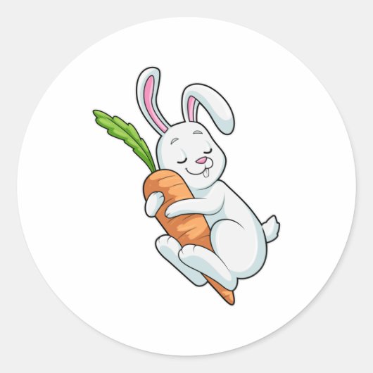 ニンジン付きウサギ ラウンドシール (正面)