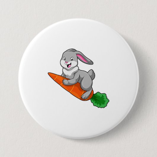 ニンジン付きウサギ 缶バッジ (正面)
