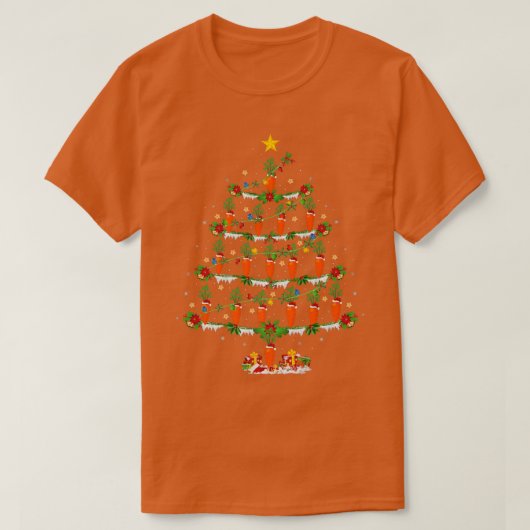 ニンジン恋人クリスマスライトニンジンのクリスマスツリー Tシャツ (デザイン正面)