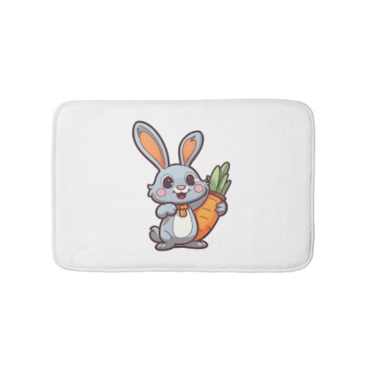 ニンジン愛イースターバニーかわいい2Dデザイン バスマット (正面)