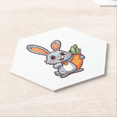 ニンジン愛イースターバニーかわいい2Dデザイン ペーパーコースター (アングル)