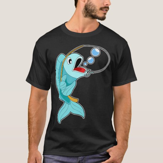 ニンジン漁師サメのヒレ釣り Tシャツ (正面)