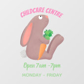 ニンジン漫画で座っているかわいいウサギ ウィンドウサイン (シート)